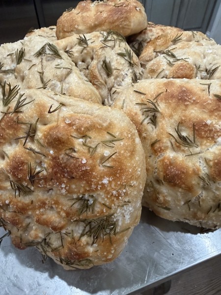 Rosemary sea salt focaccia loaves